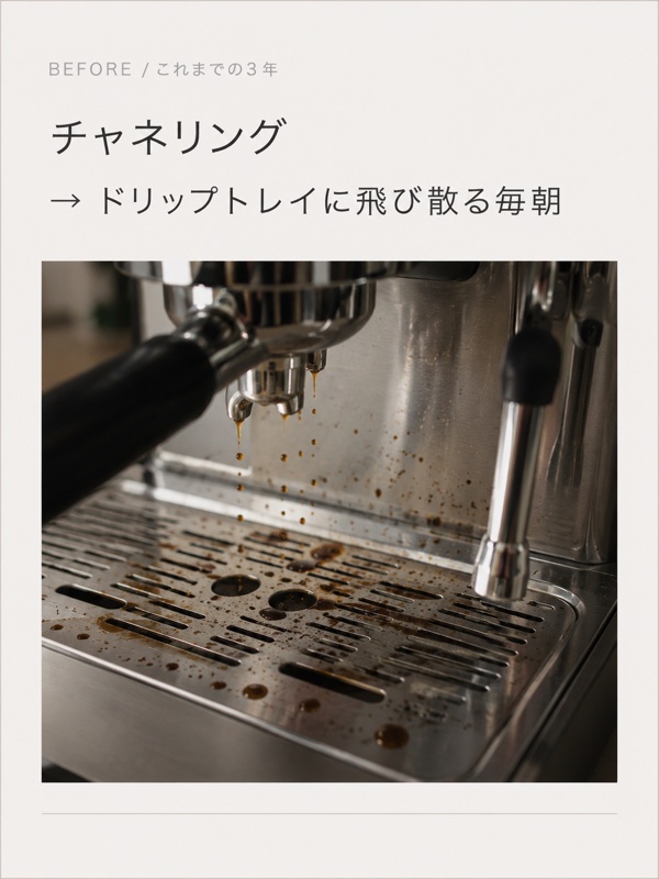 BEFORE これまでの3年：チャネリング → ドリップトレイに飛び散る毎朝